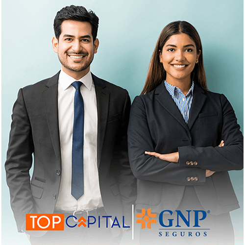 jovenes-colegas-sonrientes-traje-pie-contra-fondo-azul Como Ser Agente De Seguros GNP En Mexico